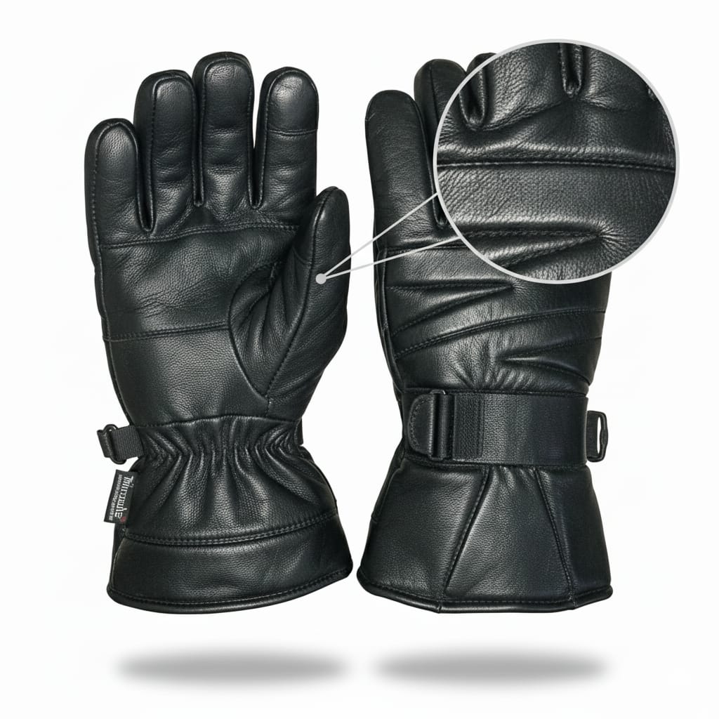 Genuine Sheep Leather Winter Thermal Gloves – Windproof & Warm Riding Gloves