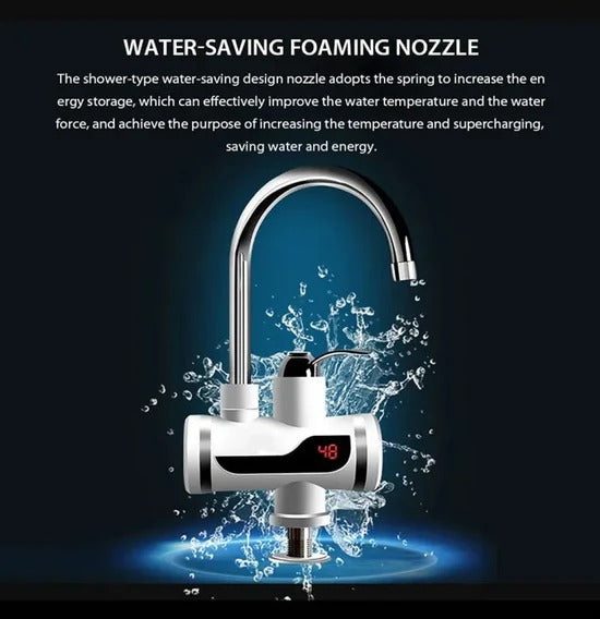Electric Instant Hot Water Faucet with LED Temperature Display – Fast Heating Kitchen Tap