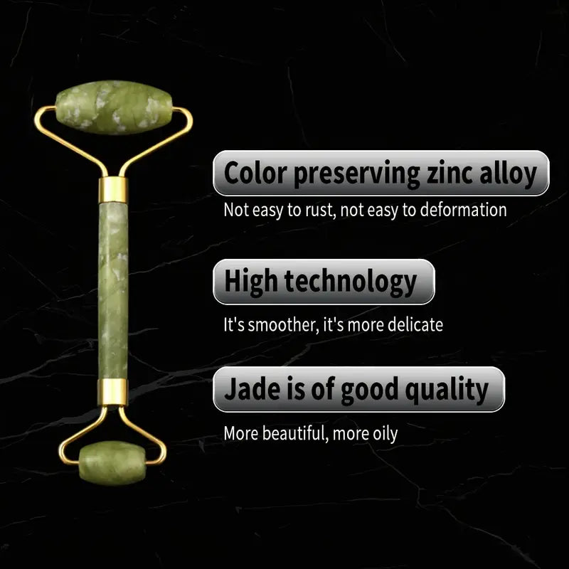 Jade Roller & Gua Sha Set – Natural Stone Face Massager