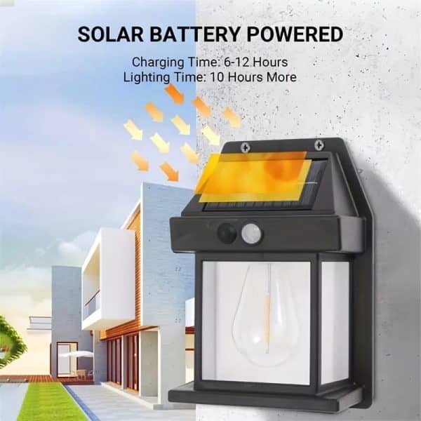 Solar Wall Light with Motion Sensor – Outdoor Waterproof LED Lantern for Garden, Patio & Porch