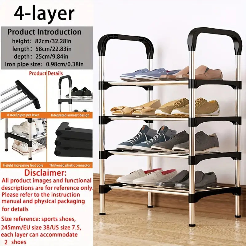 4-Layer Multipurpose Shoe Rack – Space-Saving Organizer for up to 12 Pairs | Durable & Easy Assembly