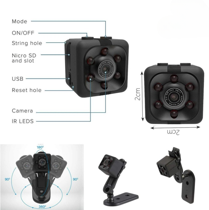 SQ6 Mini HD 1080p Camera with Night Vision & Motion Detection – Compact Security Cam