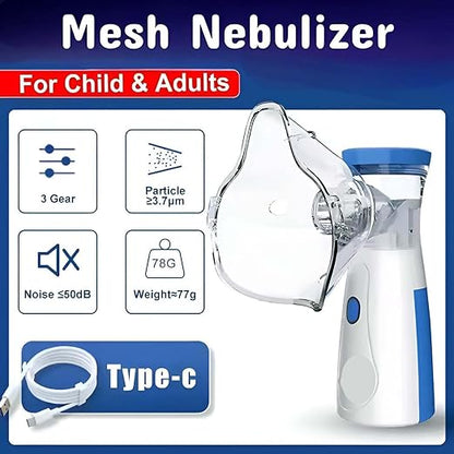 Portable Mesh Nebulizer Machine – Handheld Inhaler for Adults & Kids