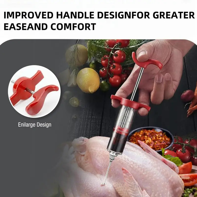 Meat Injector with Stainless Steel Needles | Food-Grade Plastic Barrel