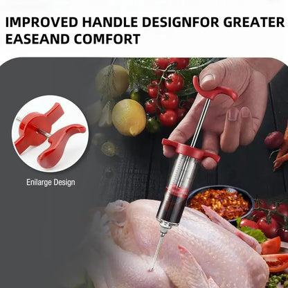Meat Injector with Stainless Steel Needles | Food-Grade Plastic Barrel