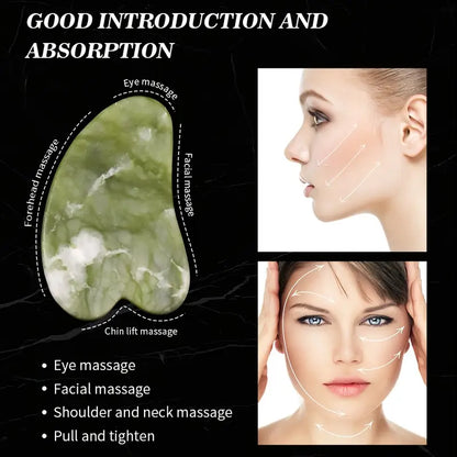 Jade Roller & Gua Sha Set – Natural Stone Face Massager