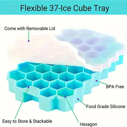 Silicone Ice Cube Tray with Lid (37 Grids)