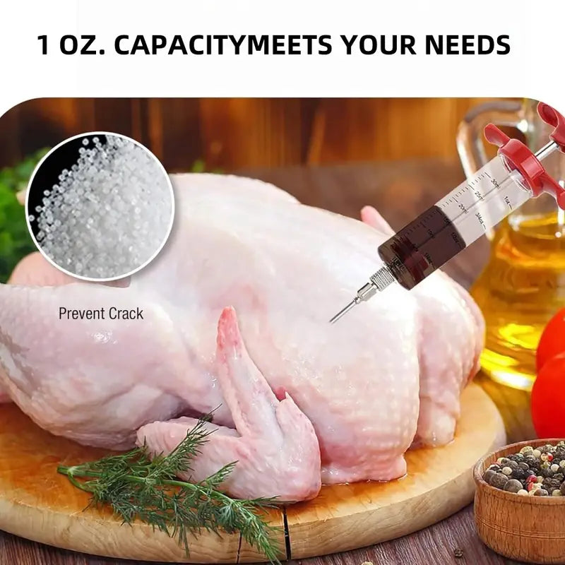 Meat Injector with Stainless Steel Needles | Food-Grade Plastic Barrel