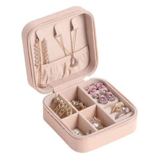 Leather Jewellery Organizer Box - (Random Colour)